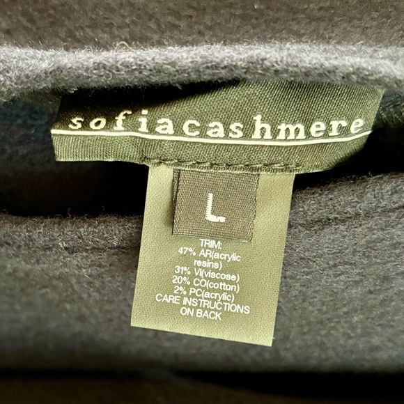 Sofia Cashmere navy and black fringe trim coat - Picture 10 of 11